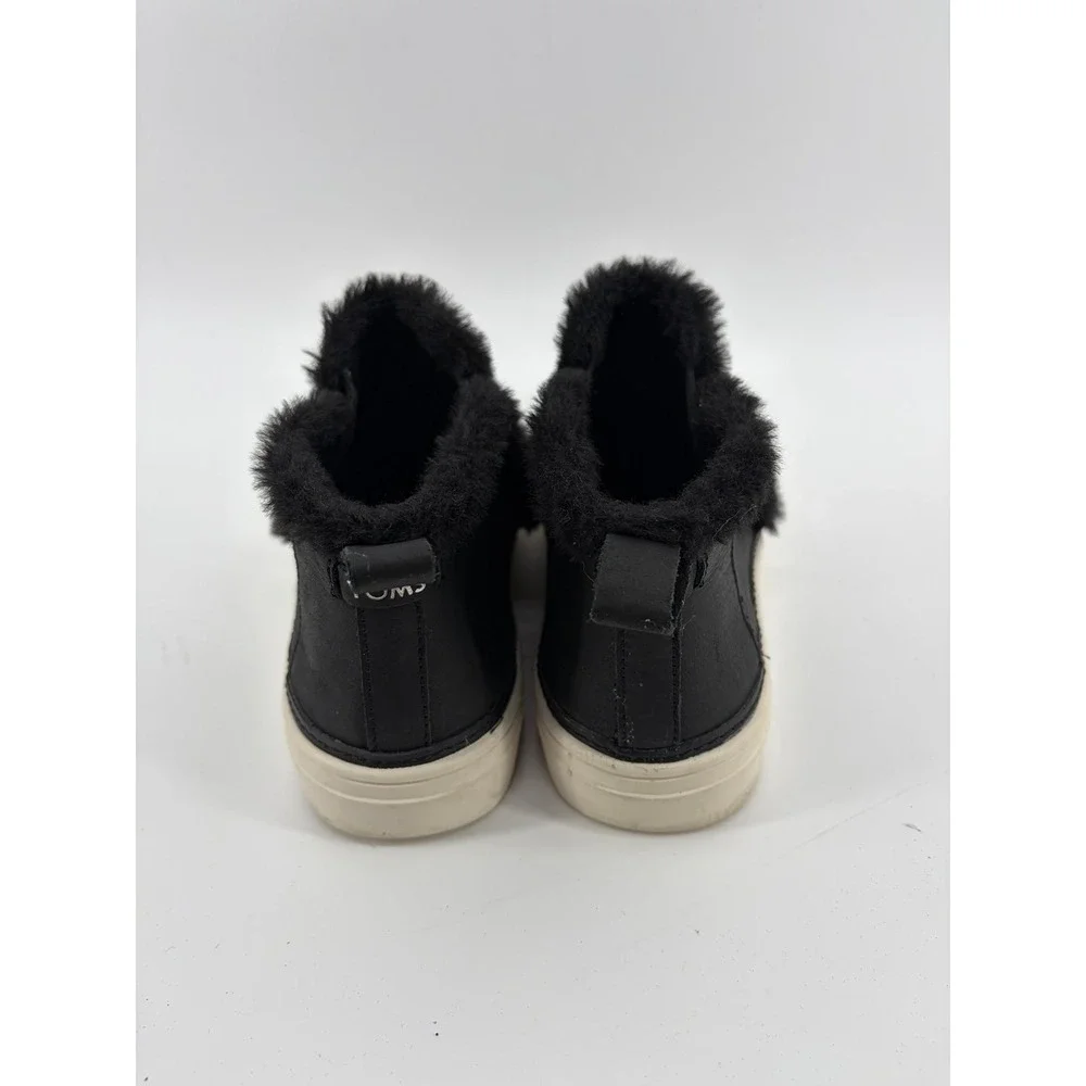 Toms Paxton Leather Sneaker, Black Slip-On, Ankle Boot, Faux Fur, Women's 7.5